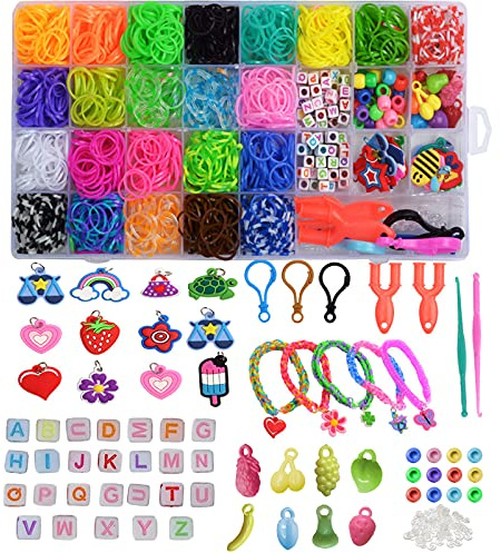 SPOKKI Creative Twist Bands Kit, 1700+ Rubber Bands with 32 Colours, Accessories with Rubber Bracelet Making Set for Party X-mas Birthday Gift Kids