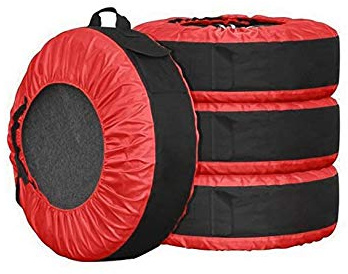 Reifentasche Abdeckung UCARE 4er-Set Verstellbare 30-Zoll-Reifenabdeckungen Saisonale Radfilze und Aufbewahrungstasche für Reifen Felgen für Geländewagen 77cm (Rot)