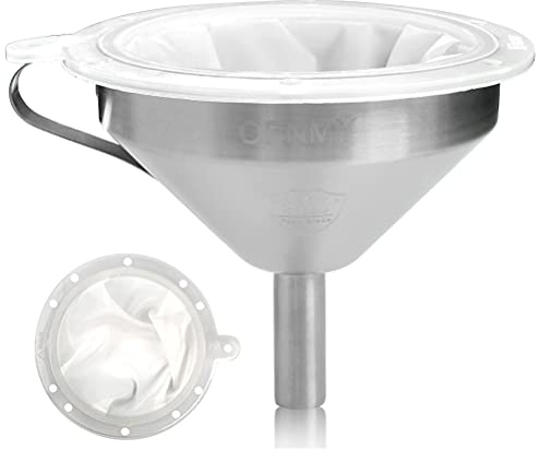 THETHO Edelstahl Trichter aus Abnehmbarem Sieb Trichter aus Edelstahl ø 13cm mit Sieb Küchenprofi Edelstahltrichter mit Siebeinsatz Filter Jam Straining Set Sieb für Wein Milch Saft(200+400 Maschen)