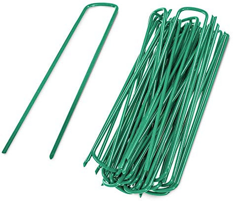 50pcs Garden Securing Pegs,6''/150mm Ｇreen Artificial Grass Pegs,Lawn U Shaped Nail Pins Heavy Duty Garden Ground Pegs Stakes Staples for Weed Control Fabric,Matting,Membrane,Netting,Chicken Wire