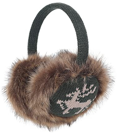 ZLYC Damen Mädchen Winter Druckdessiniert Kariert Ohrenschützer Ohrenwärmer aus Fauxfell