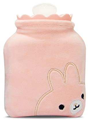 GIVBRO Borsa per bottiglia di acqua calda Scaldamani per il collo invernale caldo addome sollievo dal dolore rosa - con copertura in panno (#B)