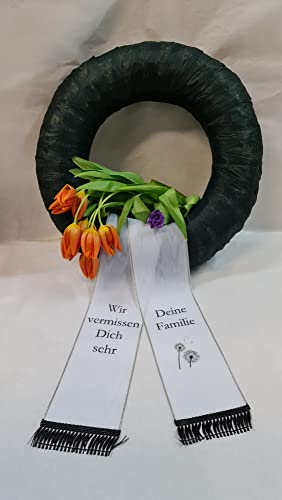 Trauerschleife Kranzschleife Bedruckt (75 mm, weiß)