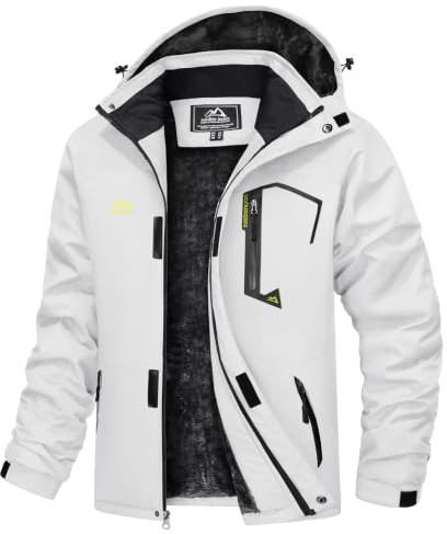 TACVASEN Herren Winter Wasserdichte Winddichte Winterjacke Warme Fleece-Futter Ski Regenmantel mit Kapuze