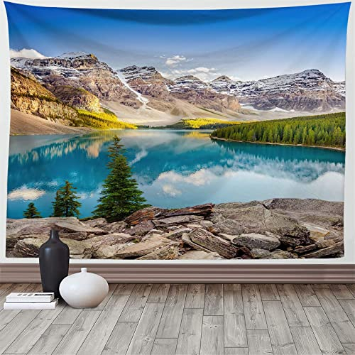 Martin Kench Wandbehang Wandteppich Wald See Natur Tagesdecke Wandtuch Natur Landschaft Stranddecke Wanddeko für Schlafzimmer Wohnzimmer Wohnheim (A,230x180cm)