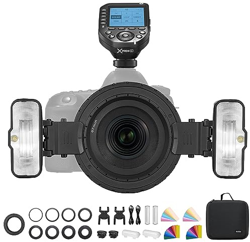 GODOX MF12-K2 Macro Flash con XproII-C, filtro colorato, 2,4 G Wireless Control, TTL/M, batteria al litio 3,7 V/6,29 W, compatibile con Nikon, Sony, Canon, Fuji, Olympus