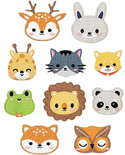 Patches zum Aufbügeln Bügelflicken Kinder, 10 Stück Aufnäher Kinder, Tier Bügelflicken Patches, Flicken zum Aufbügeln, Bügelbilder für T-Shirt Jeans Taschen Kleidung Reparatur