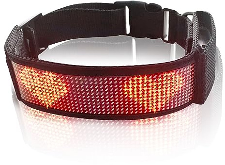LED-Hundehalsband, Wiederaufladbares, Leuchtendes Sicherheitshalsband für Hunde, über Bluetooth Programmierbar, APP-gesteuert, Personalisierter Text und Grafiken (Rot)