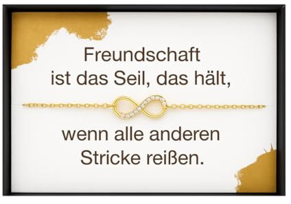 NataschaWoge® Infinity Armband Freundschaft – Edelstahl wasserfest -Größenverstellbares Strass Armband mit Geschenkbox & Spruchkarte – Freundschaftsarmband für beste Freundin (Armband Gold)