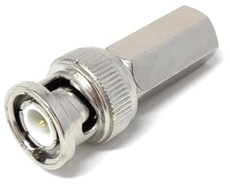 DRUT BNC Twist-On Male Plug, RG59/RG6 Coax SDI Adapter, 1pc | Tool-free BNC connector for CCTV, DVI, radio antenna and SDI coax cable