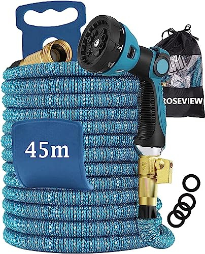 Gartenschlauch Gartenschläuche Schläuche 20m 30m 50m 100m erweiterbarer Wasserschlauch Schlauch Flexibel einziehbar Gartenschlauch zusammenklappbar (Himmelblau 45m)