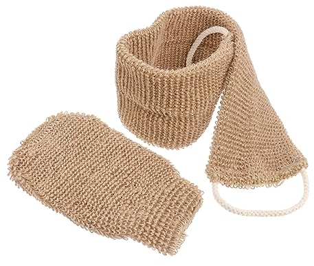 Ipetboom 2stücke Teiliges Aus Ramie Und Jute-badehandschuhen Und Peeling-tuch Exfolierende Rückenreinigung Für Gesunde Hautpflege Für Tägliche Bad