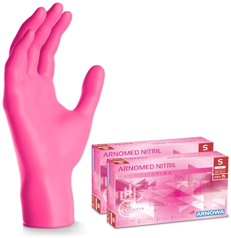 200x ARNOMED® Einweghandschuhe Pink, Nitril Handschuhe, Einmalhandschuhe S | Nitrilhandschuhe Einweg puderfrei, Gummihandschuhe Einweg, Schutzhandschuhe, Handschuhe Nitril in XS, S, M, L