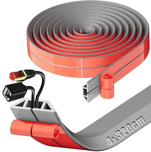 SWTYExt Pasacables Suelo 3,2mx4cm Canaleta Cables Suelo Gris Canaletas para Cables Cubre Cables Suelo Canaleta Pasacables para Suelo Canaleta Cables para Hogar Oficina Almacén