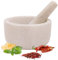 H&S Mortier Pilon Cuisine - Accessoire Cuisine en Marbre de 18 cm de Diamètre pour Broyage des Épices Guacamole Pesto Noix Mojito - Mortier et Pilon Concasseur a Grain Blanc