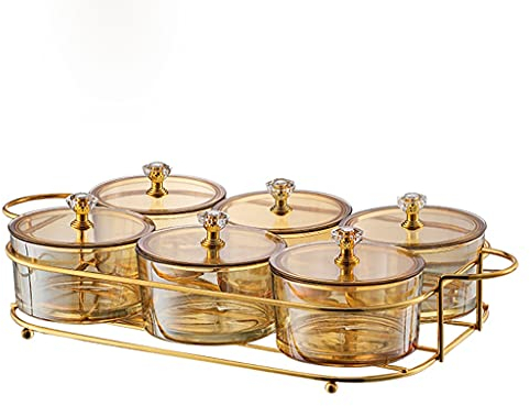 Plateau De Service De Noix Avec Couvercle, Plateau D'apéritif De Fête, Plat Végétarien, Bol De Bonbons En Verre, Plateaux De Fêtes De Trempette De Tacos Et Bols À Chips ( Color : Amber , S : 34.5*19cm