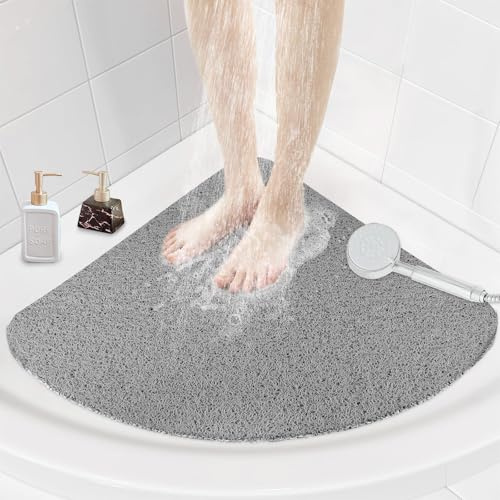 nky Eck-Duschmatte rutschfest 80 x 80 cm Extra große Duschmatten für Innendusche - Luffa Viertelkreis Duschwanne Matt Anti-Schimmel für ältere Menschen