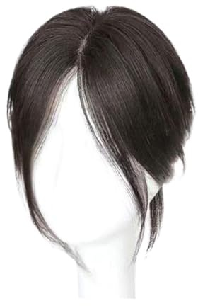 XXAD553TY Pony Haarteil Perückenteile for Frauen, künstlicher Haarkopf, natürlicher und Flauschiger achtförmiger Pony, leichte und dünne Haarteile Clip in Pony(Color:Brownish Black)
