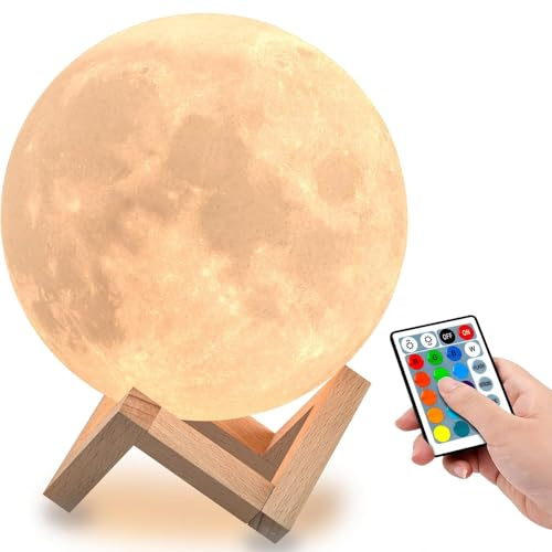 AWXUOCK Moon Lamp Galaxy Lamp 5.9 inch 16 Colors LED 3D Light, Remote & Touch Control Lava Lamp Night Light Gifts for Girls Boys Kids (5.9 inch)