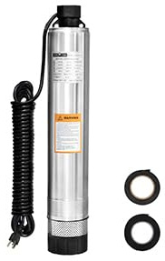 WASSERMANN 4 Septic Pump Submersible Effluent/Cistern Bottom Suction Pump with 33FT Cable,1HP,230V/60HZ,26GPM,138FT Head,Stainless Steel Deep Well Pumps for Septic Tank Home