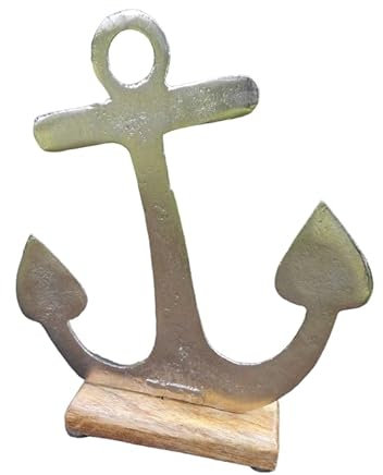 Deko-Anker. Maritimes Dekoobjekt Aluminium + Holz massiv Handarbeit 20 cm hoch