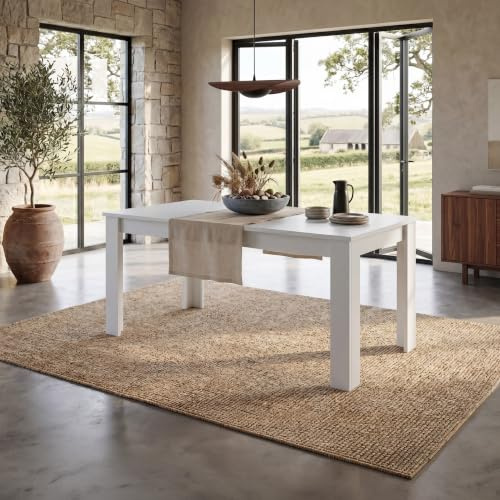 Vida Designs Medina 6 Seater Dining Table MDF Wood Rectangle Modern Kitchen Dining Room Furniture Unit, White