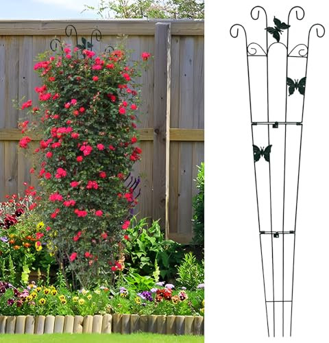 Traliccio da giardino per arrampicata all'aperto alto pieghevole in metallo graticcio antiruggine schermo in filo di ferro per rampicante in vaso Rose Clematis Outdoor Indoor Garden Obelisco Traliccio