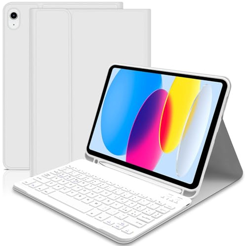 Lupxiu Custodia con Tastiera per iPad 10 Generazione 10.9” 2022/(A16) 11a generazione 11'' 2025, Italiano QWERTY, Tastiera Custodia Wireless Rimovibile per iPad 11/10 Gen-Grigio Bianco