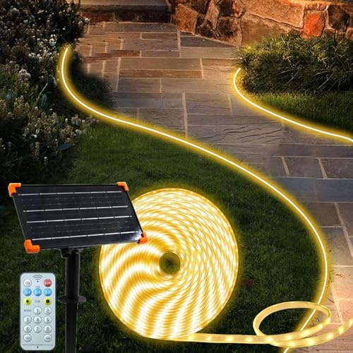 DBFAIRY 15M Solar LED Streifen Außen mit Fernbedienung Timer für Garten