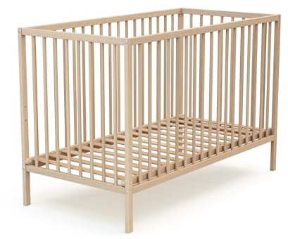 Webaby À Babybett aus Holz Natur - Buche 60 x 120 cm | Kinderbett für Neugeborene/Kleinkinder|Ab der Geburt|3-Fach höhenverstellbar|Lattenrost