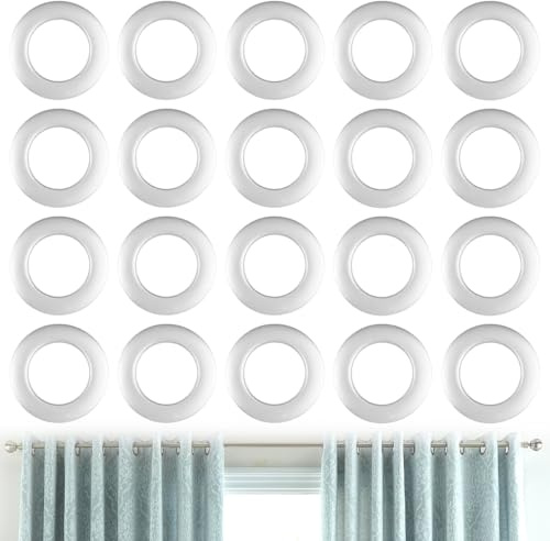 20 Pezzi Silenzioso Plastica Anelli per Tende 40 mm Diametro, Anelli per Tende Plastica Rotondi Anello, Anelli Tenda, Anelli per Tenda con Occhielli per Pali Fino a 35 mm di Diametro (Argento)