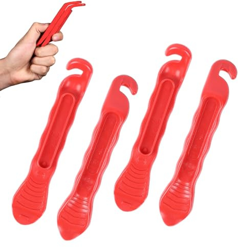 Fahrrad-Reifenheber, 4 Stück, strapazierfähiges Nylon- und Faser-Reifenentfernungswerkzeug mit rutschfestem Design für Fahrrad, MTB, Rennräder (rot).
