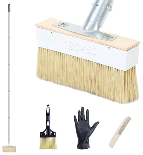 7 Decking Paint Brush & Deck Stain Applicator with 63 Long Handle and 3 Paint Brush for Wood Stain, Oil, Deck Coatings, Fence, Wall, Furniture Painting