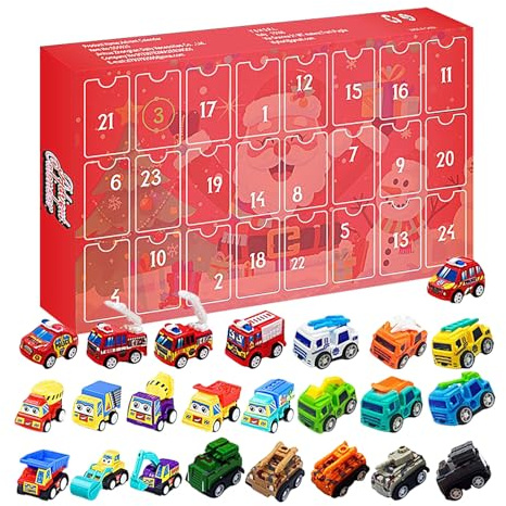 Adventskalender | Julkalender leksaksbilsats, pedagogiska spel för småbarn familj flickor pojkar skola fester december