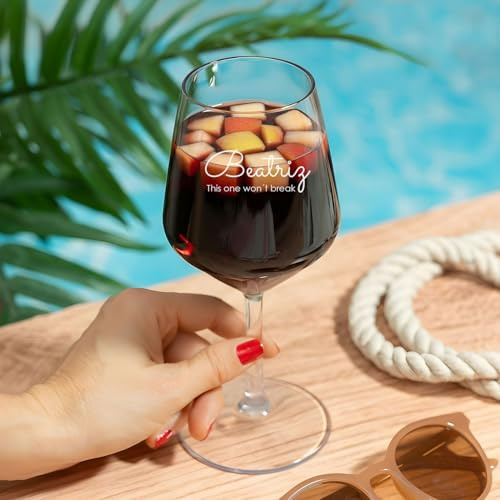 Wanapix | Personalisierbares Plastik-Weinglas | Graviertes Glas | 40 cl | Tritan | 100% personalisiert