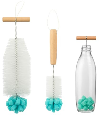 THQAE 2 Pcs Goupillon Bouteille, Brosse Dense pour Biberon, Gourde en Verre et Bouteilles Étroites, Nettoyage Profond sans Rayures ni Résidus, Séchage Rapide & Poignée Ergonomique Certifié