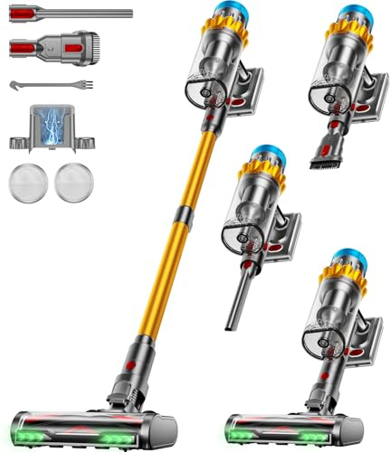 Aspirapolvere Senza Fili, 55KPA/650W/70Mins Scopa Elettrica Senza Fili, Autoportante Anti-groviglio/OLED Schermo/1,8L Cup Aspirapolvere senza fili potente, Adatto per Tappeti/Pavimenti/Capelli