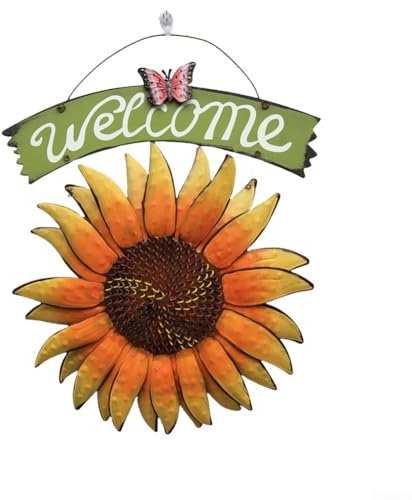 Metall-Sonnenblume WFor All Hängendes Willkommensschild für drinnen und draußen Veranden und Gärten