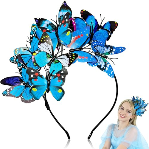 Schmetterling Haarreif,Schmetterlings-Fascinator Stirnbänder,Schmetterling Kopfschmuck,Schmetterling Haarreifen,Karneval Schmetterling Fasching,Haarband Partei Fee Kopfschmuck