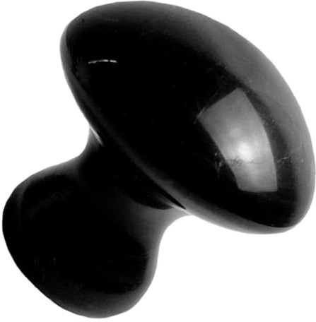 SILENRADAWN Schwarzer Gesichtsmassage stein Pilzform Glatter Polierter Gesichtsmassage Relax stein Natürliches Massageaccessoire zur Faltenreduktion und Hautstraffung Geeignet für Tägliche