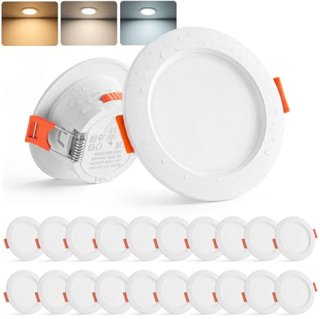 Sanyoung LED Einbaustrahler 230V, 4W LED Spots 55-68mm Lochmaß, 20er Set | Warmweiß Neutralweiß Kaltweiß Einbauspots, 360LM, Deckenspot Ultra Flach, IP44 Einbauleuchten für Badezimmer Küche