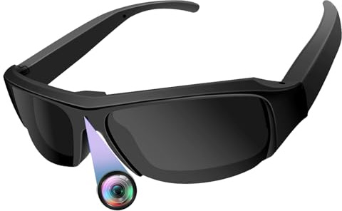 Gafas Espía Cámara HD1080P, Gafas de Sol Espía con Cámara Oculta, Gafas Camara Camuflada Tomar Fotos y Vídeos para Actividades al Aire Libre Cámara de Acción con Protección UV