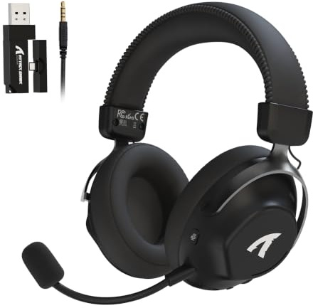 ATTACK SHARK L50PRO Cuffie Gaming Wireless Audio Surround 7.1 Modalità EQ Driver 53mm Connettività Tripla Batteria 1100mAh Cuffie Circumauricolari con Microfono Rimovibile Anti-Rumore,Nero