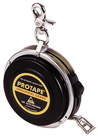 ProTape 3/8 x 100' Auto-Rewind Tape Measure w/ Nylon Coated Blade 47122 (900DCB) 10ths & Diameter by US Tape