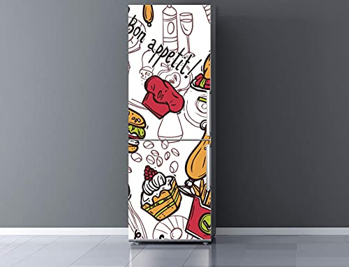 Oedim Pegatinas Vinilo para Frigorífico Bon Appetit ! | 185x70cm | Adhesivo Resistente | Pegatina Adhesiva Decorativa de Diseño Elegante