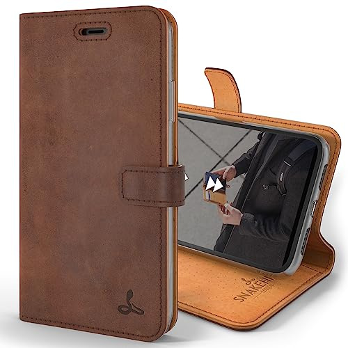 Snakehive Lederhülle für iPhone 11 | Stylische Handyhülle mit Kartenhalter & Standfuß | Handyhülle Schutzhülle & Lederhülle Kompatibel mit iPhone 11 - Braun