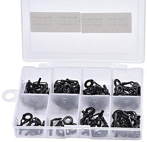 Anneaux de Canne à pêche Anneau, 80pcs en céramique et en Acier Inoxydable Partie Canne à pêche Pointe Tops Guides Anneau Kit Set