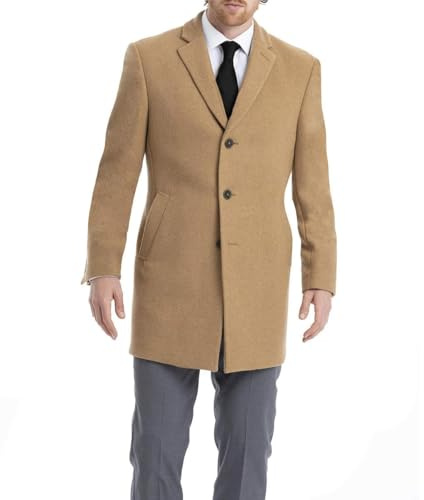 Calvin Klein Men's Slim-Style Overcoat, Camel, 38S