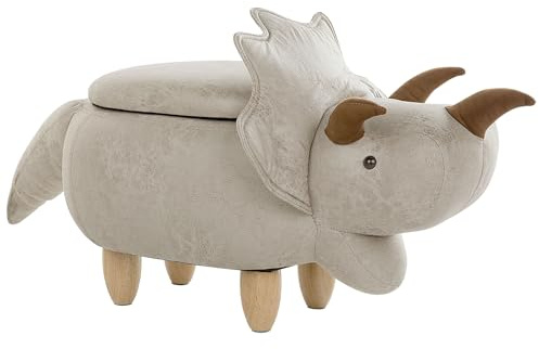 Beliani Verspielter Dino-Hocker für Kinder hellgrau Triceratops