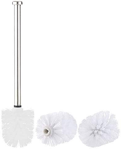 ROSETOR Juego de baño: escobilla de inodoro con mango de acero inoxidable y 3 accesorios de 8 cm (blanco)